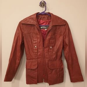Xxs 70s orange leather Jacket